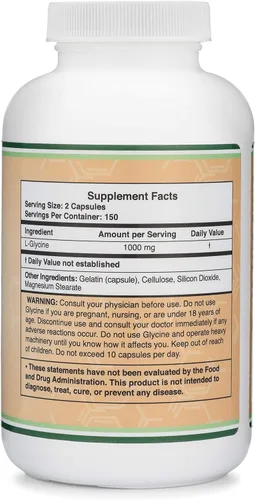 Vista 3 de Suplemento de glicina - 1,000 mg de glicina en polvo por porción (300 cápsulas) El aminoácido relajante (Glicina)