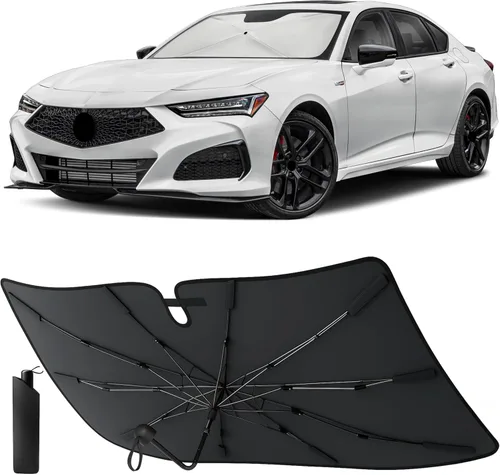 Vista 32 de EcoNour Parasol plegable para parabrisas de Mazda 3 2014-2016 2017 2018, parasol para ventana delantera de automóvil, protección UV, bloqueador