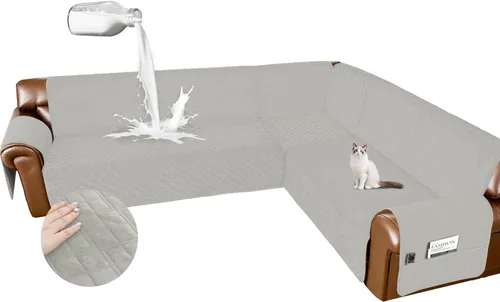 Vista 23 de Arfntevss - Fundas impermeables para sofá seccional en forma de L, funda lavable de terciopelo para sofá, juego de protectores de esquina
