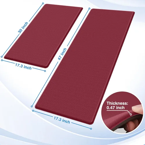 Vista 2 de StepRite Tapetes de cocina, 2 tapetes acolchados, antifatiga, para piso, de escritorio, antideslizante, impermeables, oficina, alfombras de 17.3 x