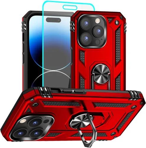 Vista 44 de Funda para iPhone 12/12 Pro, grado militar, anillo a prueba de golpes, verde militar