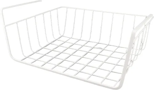 Vista 2 de Cesta de alambre para debajo del estante, cesta de almacenamiento de metal para debajo del estante, soporte de carga fuerte para escritorio