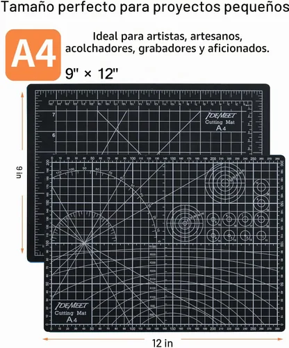 Vista 2 de Alfombrilla de corte autorreparable de 9 x 12 pulgadas, alfombrilla de costura giratoria Idemeet para manualidades, protector de mesa de hoja de 5