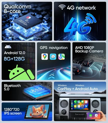 Vista 2 de Radio estéreo de coche de 9 pulgadas para Ford F150 2009-2012, pantalla táctil mejorada con Android 13, CarPlay inalámbrico, Android Auto