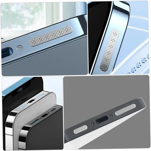 Vista 9 de DOITOOL Paquete de 24 calcomanías protectoras de polvo para altavoz de teléfono, accesorios de teléfono, redes de malla para serie 12/13
