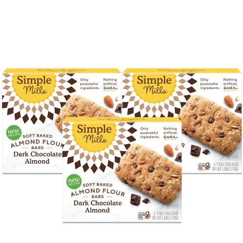 Vista 13 de Simple Mills, Barras de Harina de Almendra Horneadas Suavemente de Brownie de Chocolate 5 Unidades, 5.99 Onzas