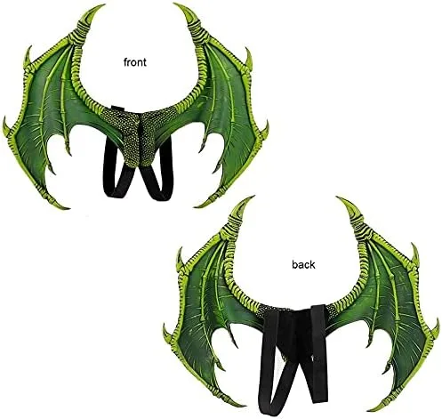 Vista 7 de XIANIWTA Disfraz de alas de dragón para niños conjunto de máscara de cola de dinosaurio disfraz de cosplay