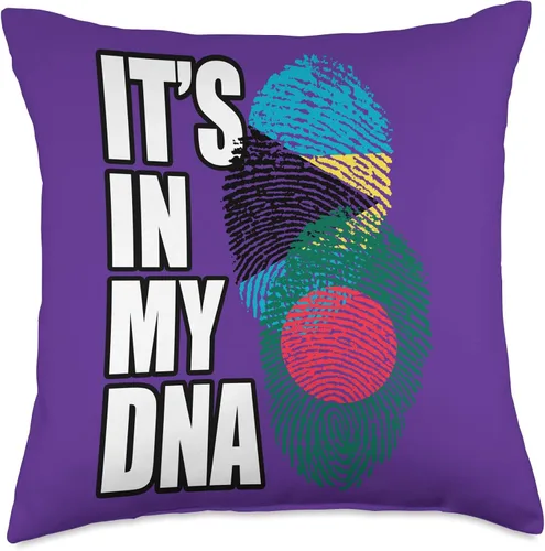 Vista 4 de Bahamian And Bangladeshi Mix DNA Flag Heritage Throw Pillow