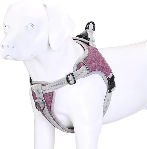 Vista 4 de Adjustable Reflective Pet Harness Vest Type Dog Chest Straps Breathable No-Pull Dog Harness for Walking Medium Purple