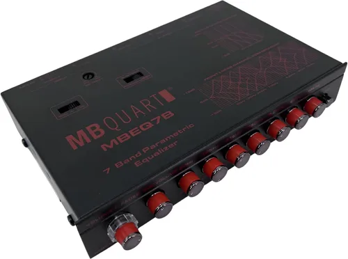 Vista 2 de MB Quart MBEQ7B - Ecualizador gráfico de audio para automóvil de 7 bandas, 9 voltios, 1/2 DIN, con entrada auxiliar frontal de 0.138 in, entrada