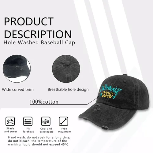 Vista 7 de Womens Baseball Cap Golf Caps for Men Golf Hat Quick Dry Mermaids Squad Sun Hats