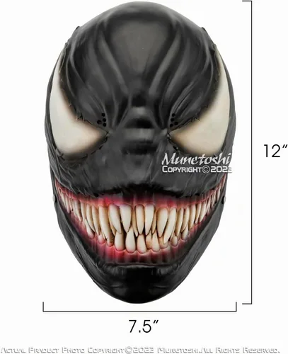 Vista 3 de Munetoshi Venom Simbionte Máscara Villano Araña Cómic Película Horror Ciencia Ficción Cosplay Prop