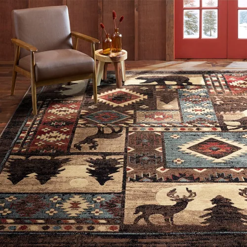 Vista 8 de Home Dynamix Buffalo Bear - Alfombra rectangular de 1 pies 10 pulgadas x 6 pies 10 pulgadas, marrón/rojo