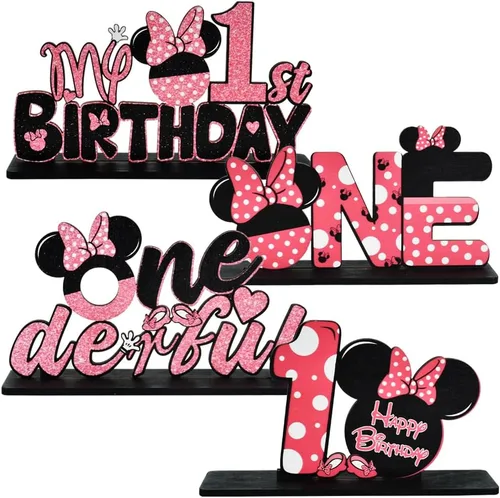 Vista 9 de TONIFUL Red Mouse Suministros para Fiesta de 2º Cumpleaños Centros de Mesa - Diseño Temático de Ratón Rojo y Madera Resistente para Recuerdos