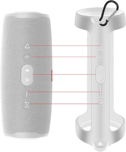 Vista 5 de Funda de silicona para JBL Charge 4, portátil, impermeable, inalámbrico, Bluetooth, piel suave, funda de transporte de goma impermeable con correa