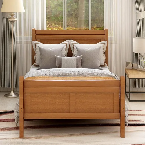 Vista 4 de Harper & Bright Designs Base de cama individual de madera maciza para niños, marco de cama de plataforma individual con cabecero, estribo, soporte