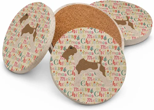 Vista 44 de AIDI Atlas Mountain Dog Merry Christmas - Posavasos grandes de piedra arenisca, paquete de 4
