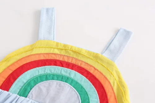 Vista 3 de Frogwill - Vestido de verano de los años cincuenta color azul arco iris para niñas de 2 a 7 años