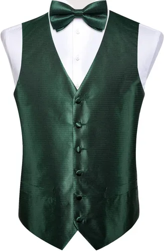 Vista 5 de DiBanGu Conjunto de chaleco y corbata de cachemira para hombre, 6 piezas de chaleco formal con pajarita preatada para esmoquin