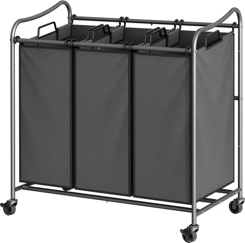 Vista 10 de Simple Houseware Carrito rodante clasificador de lavandería de 3 bolsas resistente, bronce