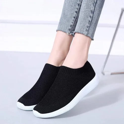Vista 5 de Zapatos deportivos para caminar para mujer, plataforma de malla transpirable, plataforma de color para otoño, a la moda, sencillos, cómodos