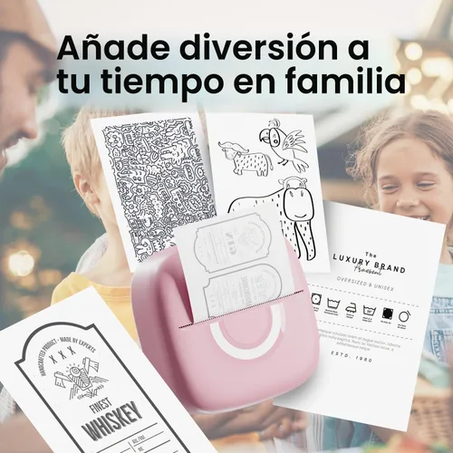 Vista 6 de Cabaro Mini Impresora de Calcomanías Impresora Térmica con 3 Rollos de Papel, Cápsulas de Impresión de Teléfono Portátil Bluetooth