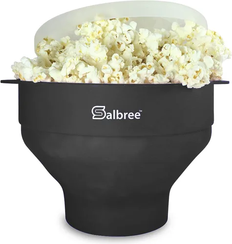 Vista 25 de La máquina original de palomitas de maíz Salbree plegable de silicona para microondas, recipiente microondas con capacidad para 16 tazas, utiliza