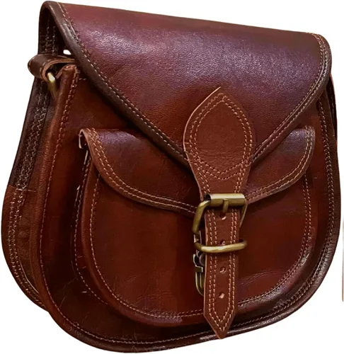 Vista 6 de URBAN LEATHER Bolso bandolera para mujer de cuero auténtico bohemio hippie hecho a mano vintage para viajes cruzado bolso de sillín para mujer bolso