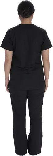 Vista 3 de Vital Threads Conjunto de uniformes médicos para hombres y mujeres con parte superior y pantalón con cordón VT505C