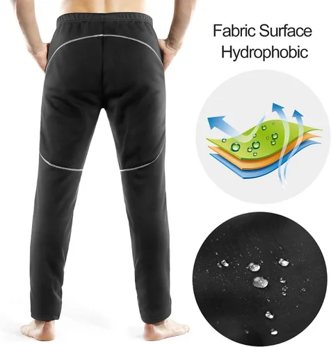 Vista 5 de INBIKE Pantalones de ciclismo para hombre, bicicleta de montaña, bicicleta de montaña, cortavientos con forro polar térmico para invierno