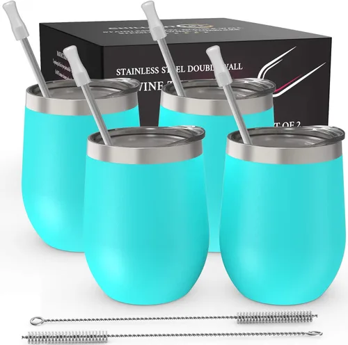Vista 18 de CHILLOUT LIFE - Vaso de acero inoxidable de 12 onzas con tapa y caja de regalo, diseño de viaje con recubrimiento en polvo, aislamiento al vacío