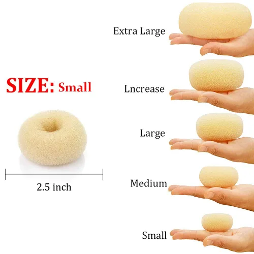 Vista 2 de Kitjans 2PCS Extra Blonde Hair Donut Bun Maker for Kids, Ring Style Bun - Short & Thin Hair Chignon Shaper (2.5 Inch/Beige)
