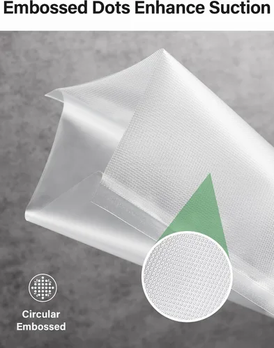 Vista 5 de Kootek Bolsas selladoras al vacío de 8 x 150 pies para alimentos con dispensador de cortador, bolsas de sellado al vacío de grado comercial, sin