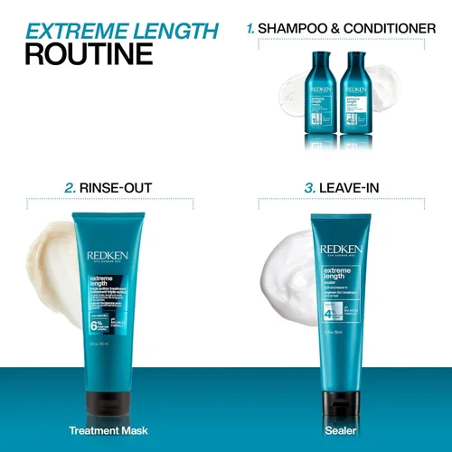 Vista 4 de Redken Extreme Length Biotin Leave-In Conditioner For Longer Hair – Promotes Healthy Hair Growth, Strengthens Damaged Hair, Seals Split Ends
