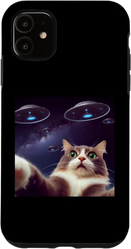 Vista 5 de Funda clásica para iPhone 15 con diseño de gato alienígena