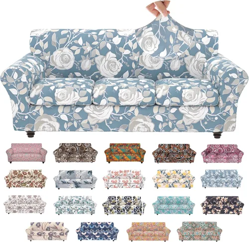 Vista 53 de Fundas elásticas para silla, fundas elásticas para sillón de 2 piezas, fundas de sofá lavables con diseño floral para sillón, protector de muebles