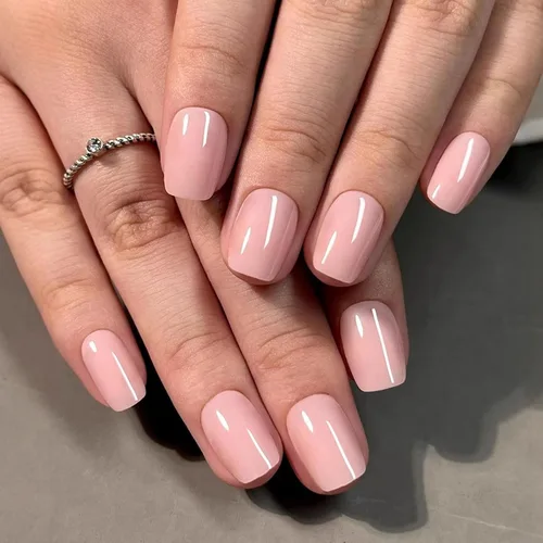 Vista 18 de Uñas postizas a presión de almendra, uñas postizas medianas con diseños de estampado francés de lámina dorada 3D, pegamento dorado Starlight en uñas