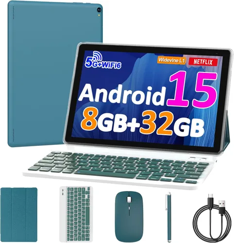 Vista 11 de Tablet Android 15 de 10 pulgadas, 8GB RAM 32GB ROM Potente CPU de cuatro núcleos, pantalla de resolución 1280* 800 Tablet PC, cámara de 8MP