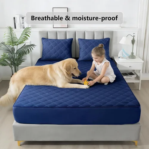 Vista 6 de Protector de colchón impermeable – Protector de colchón de tamaño individual silencioso y estilo sábana bajera Protección completa de cama