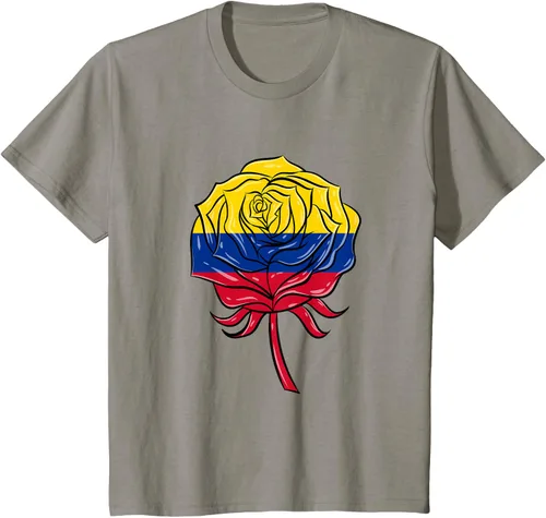 Vista 17 de Camiseta colombiana para mujer con diseño de rosa, Negro