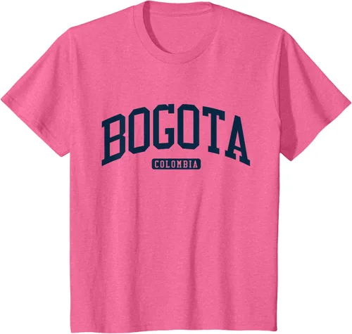 Vista 56 de Bogotá Colombia College University Style Camiseta azul marino, Blanco