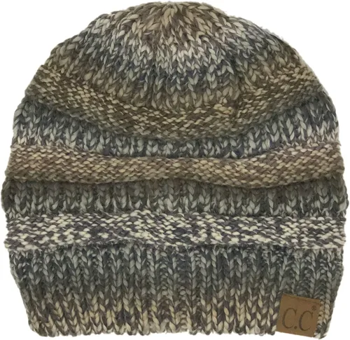 Vista 11 de CC Classic Winter Fall Trendy Chunky Stretchy Cable Knit Beanie Hat 2 tonos púrpura/azul marino