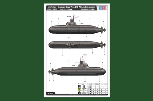 Vista 4 de Hobby Boss Kit de construcción de modelo de barco submarino de ataque tipo 212 de la marina alemana