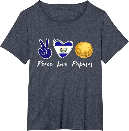 Vista 84 de Pupusas Lover Love Peace El Salvadaor Camiseta Comida Salvadoreña