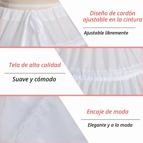Vista 3 de SISROL Womens 6 Hoop Skirt Crinoline Petticoat Underskirt for Wedding Dress Blanco