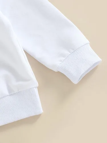 Vista 5 de VISGOGO Conjunto de ropa de otoño e invierno para bebé niño, sudadera de manga larga con estampado de letras + pantalones, 2 piezas