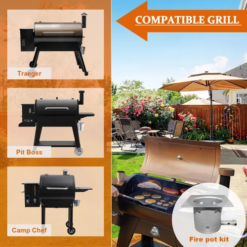 Vista 4 de Repuestos de olla de combustión para parrilla de pellets Traeger, compatible con parrilla Traeger y la mayoría de las parrillas Pit Boss