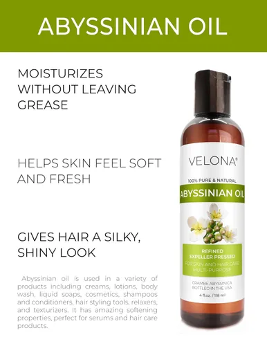 Vista 2 de velona Aceite de abisinio de 4 onzas líquidas Aceite portador 100% puro y natural Cuidado del cabello Uso hoy - Disfruta de resultados