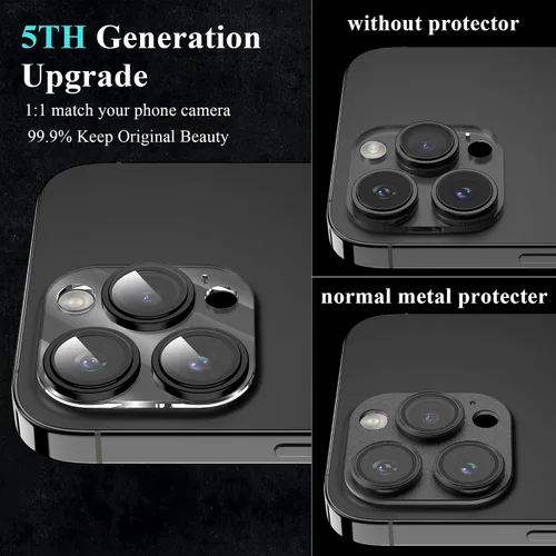 Vista 2 de YWXTW Protector de lente de cámara para iPhone 14 Pro Max/iPhone 14 Pro, [actualización de 5ª generación] Anillo de metal galvanizado Protector