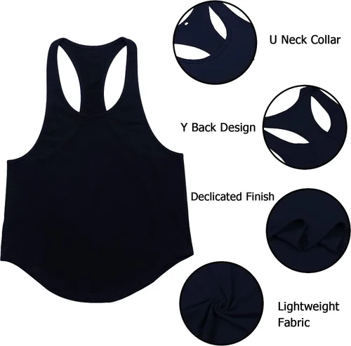 Vista 5 de Babioboa Camisetas sin mangas para hombre, paquete de 3 camisetas sin mangas para entrenamiento de gimnasio, espalda en Y, culturismo